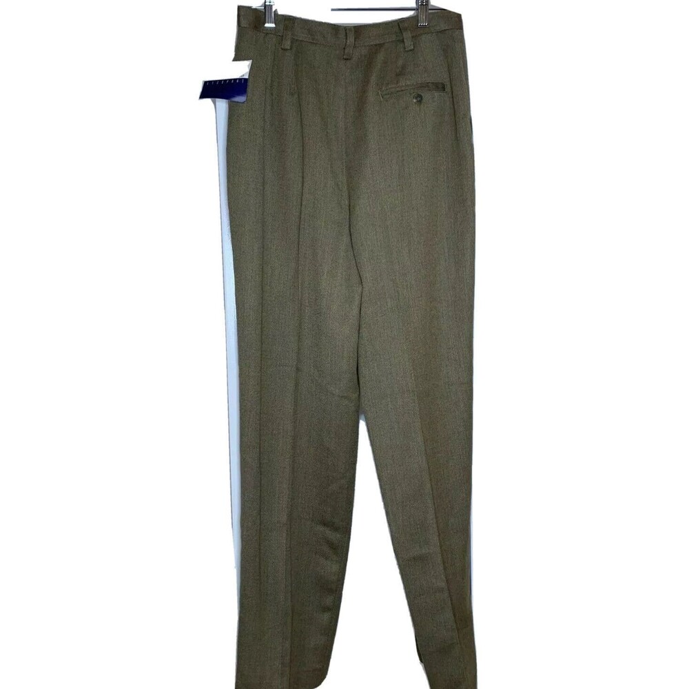 Liz Claiborne Pants Womens 10 Brown Tweed Pleated Career Button & Zipper New